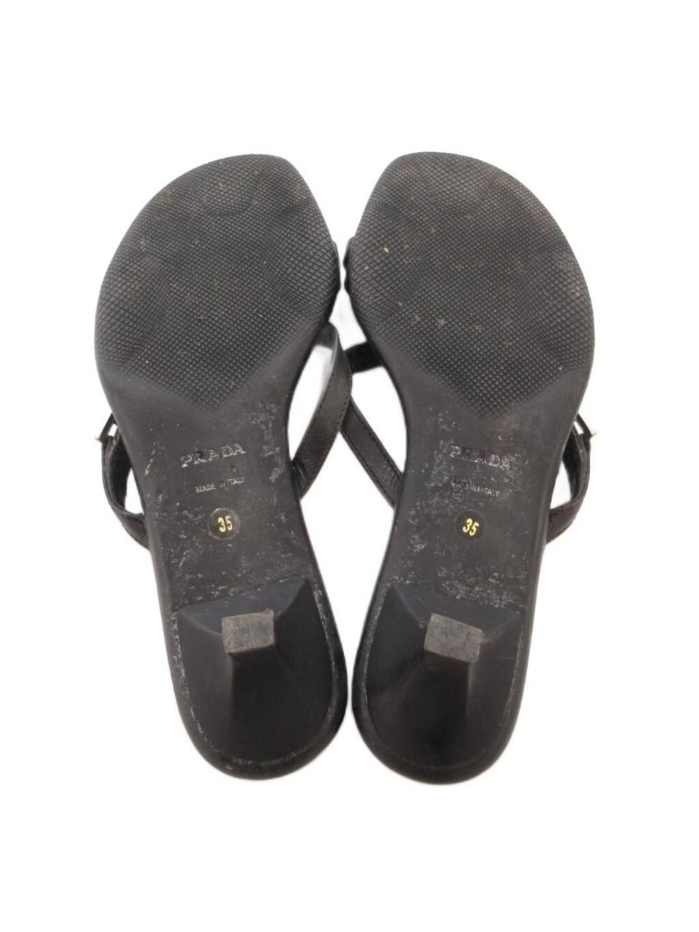 Prada Sandals Pin Heels Strap Logo Leather 35 Black - Picture 6 of 7